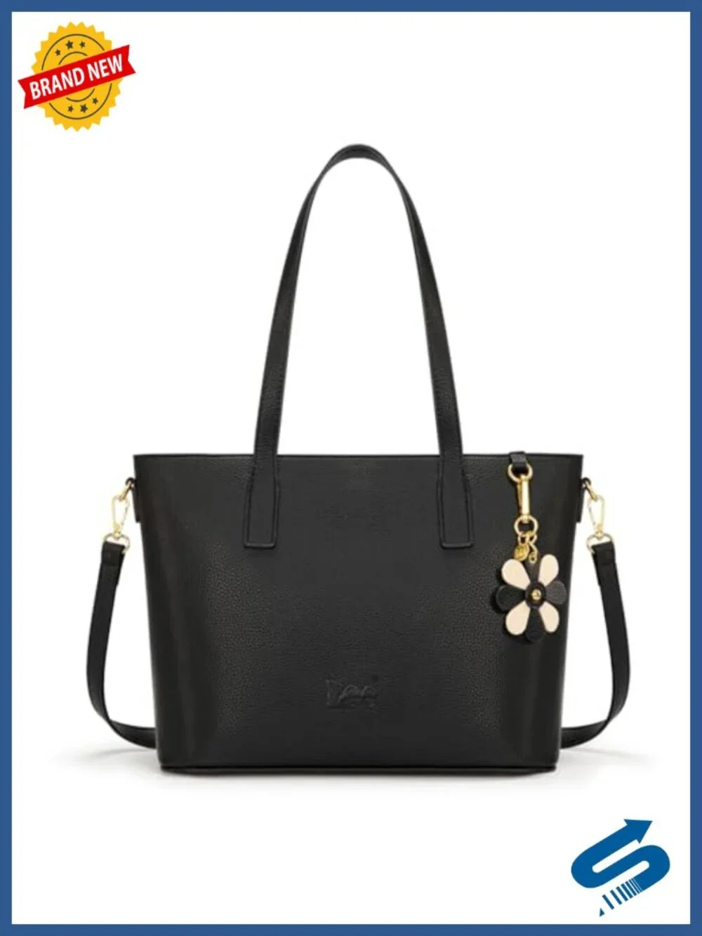 Faux Leather Satchel Tote Bag Women Crossbody Work Shoulder Purse with Flower